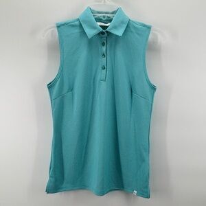 Lady Hagen sz XS Teal Crush Sleeveless Jacquard Golf Polo New